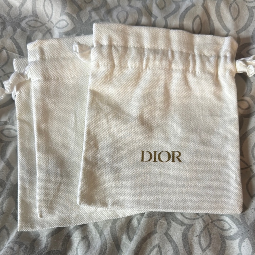 Dior White Drawstring Pouches